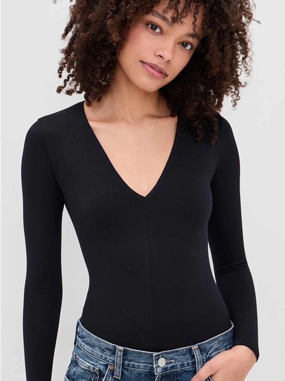 SPANX V-Neck Long Sleeve Women’s Tee in Black